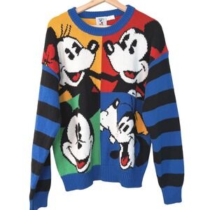 VTG 80s Mickey‎ & Co Disney Crew Neck Sweater Color Block Knit Size M